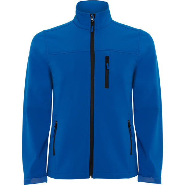 Roly Antartida men's softshell jacket in royal blue, ready for logo printing or embroidery