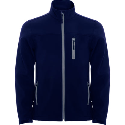 Roly Antartida men's softshell jacket in navy blue, ready for logo printing or embroidery