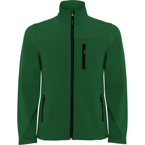 Roly Antartida men's softshell jacket in bottle green, ready for logo printing or embroidery