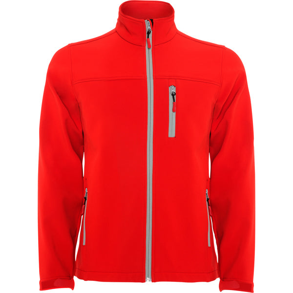 Roly Antartida men's softshell jacket in red, ready for logo printing or embroidery