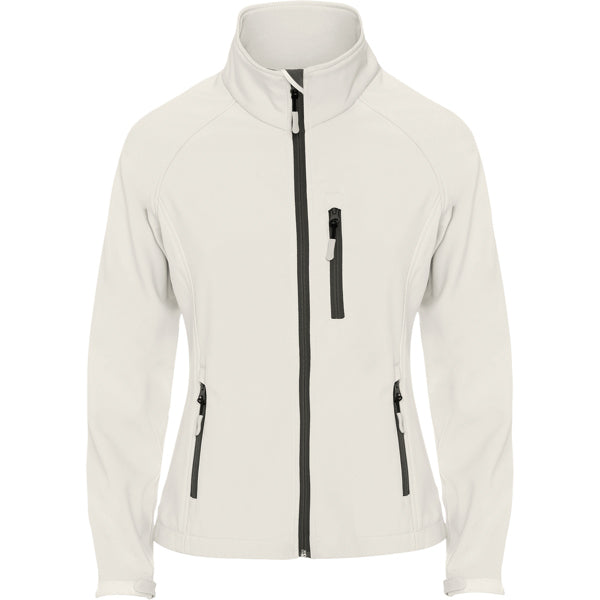 Roly Antartida Woman women's softshell jacket in pearl white, ready for logo printing or embroidery