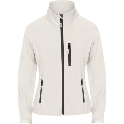 Roly Antartida Woman women's softshell jacket in pearl white, ready for logo printing or embroidery