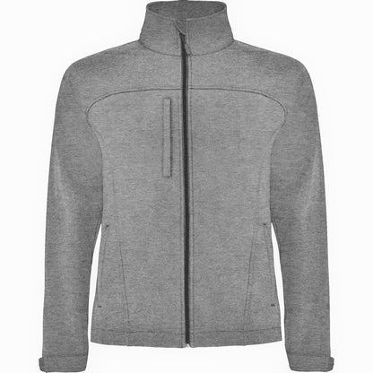 Roly Rudolph men's softshell jacket in heather black, ready for logo printing or embroidery