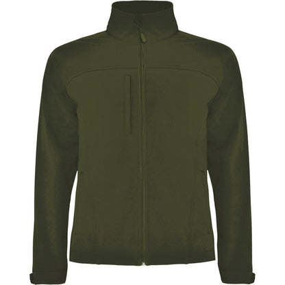 Roly Rudolph men's softshell jacket in dark army green, ready for logo printing or embroidery