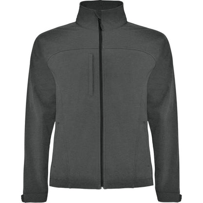 Roly Rudolph men's softshell jacket in dark lead, ready for logo printing or embroidery