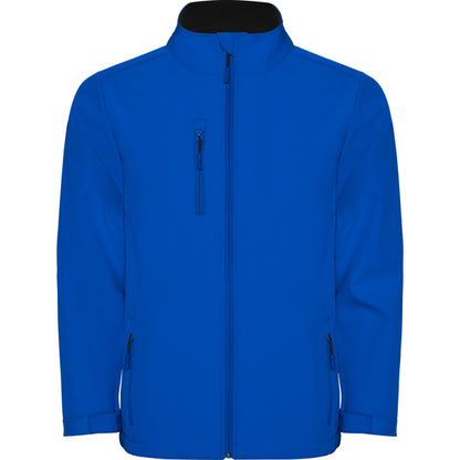Roly Nebraska men's softshell jacket in royal blue, ready for logo printing or embroidery