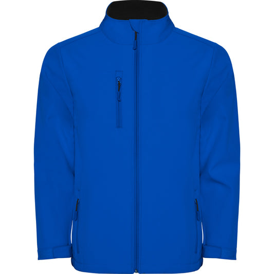 Roly Nebraska men's softshell jacket in royal blue, ready for logo printing or embroidery