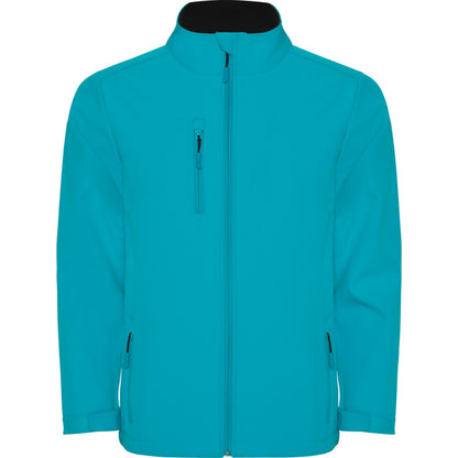 Roly Nebraska men's softshell jacket in aquamarine, ready for logo printing or embroidery