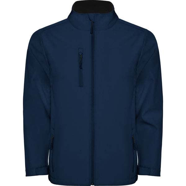 Roly Nebraska men's softshell jacket in navy blue, ready for logo printing or embroidery