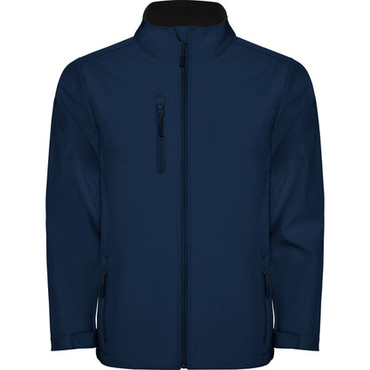 Roly Nebraska men's softshell jacket in navy blue, ready for logo printing or embroidery