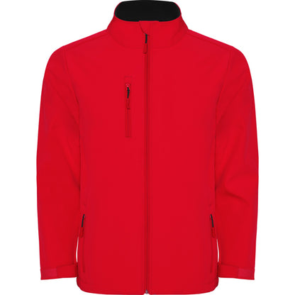 Roly Nebraska men's softshell jacket in red, ready for logo printing or embroidery