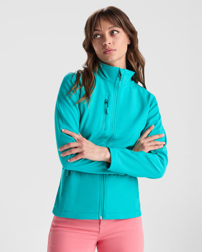 Roly Nebraska Woman women's softshell jacket in black, alternative view, ready for logo printing or embroidery