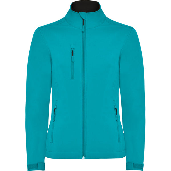 Roly Nebraska Woman women's softshell jacket in aquamarine, ready for logo printing or embroidery