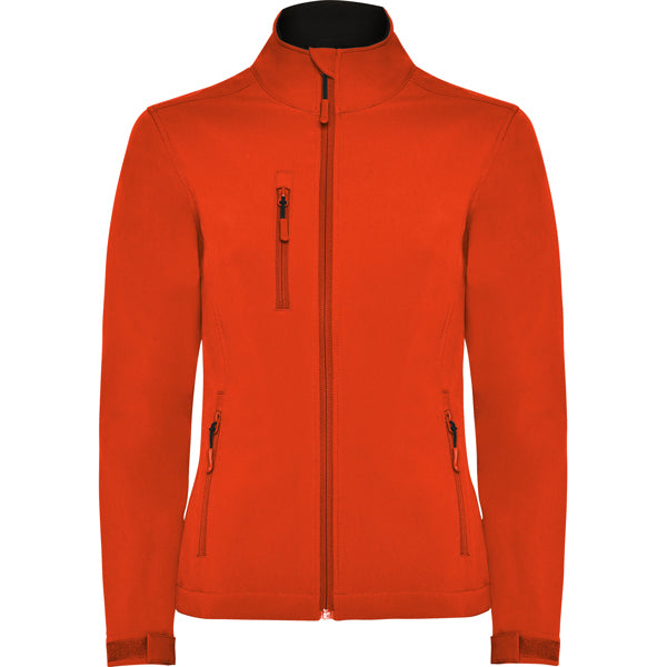 Roly Nebraska Woman women's softshell jacket in fire orange, ready for logo printing or embroidery