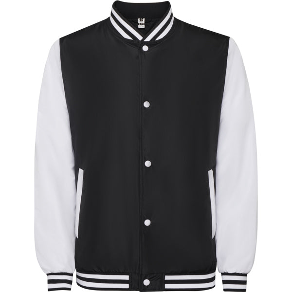 Roly California unisex jacket in black/white, ready for logo printing or embroidery