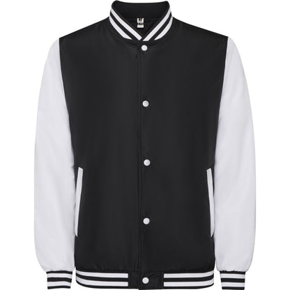 Roly California unisex jacket in black/white, ready for logo printing or embroidery