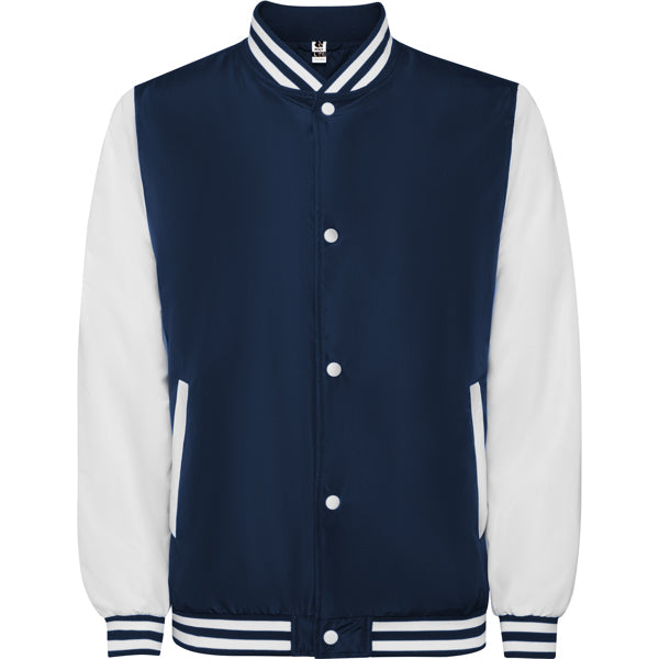 Roly California unisex jacket in navy blue/white, ready for logo printing or embroidery