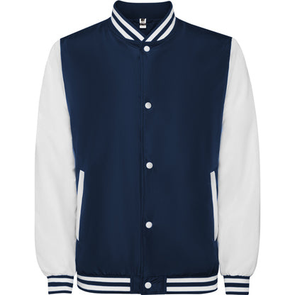 Roly California unisex jacket in navy blue/white, ready for logo printing or embroidery
