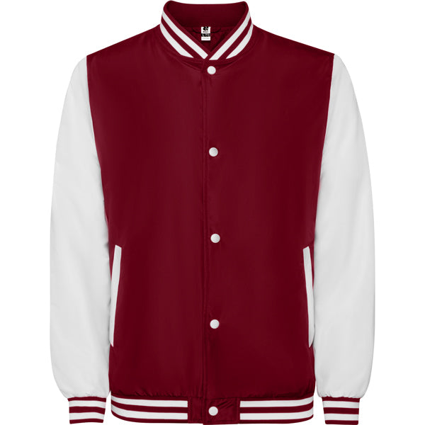 Roly California unisex jacket in garnet/white, ready for logo printing or embroidery