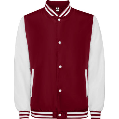 Roly California unisex jacket in garnet/white, ready for logo printing or embroidery