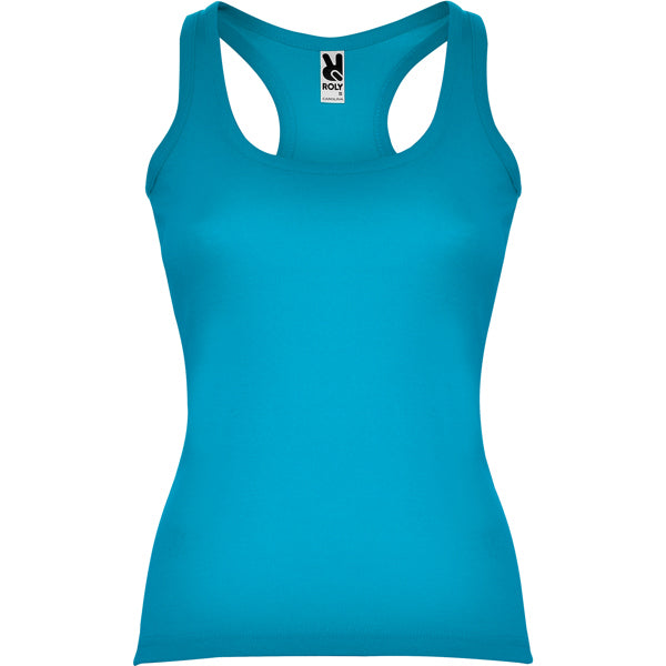 Roly Carolina women's tank top in turquoise, ready for logo printing or embroidery