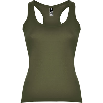 Roly Carolina women's tank top in army green, ready for logo printing or embroidery