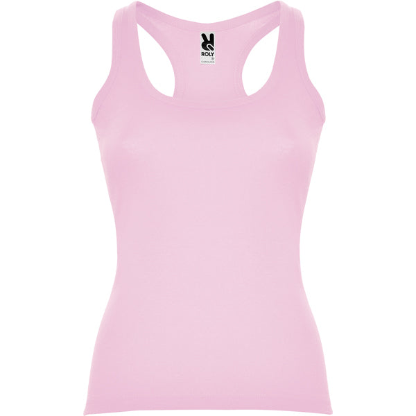 Roly Carolina women's tank top in light pink, ready for logo printing or embroidery