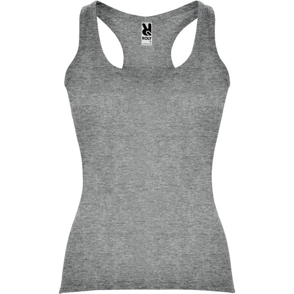 Roly Carolina women's tank top in heather grey, ready for logo printing or embroidery