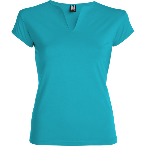 Roly Belice women's T-shirt in turquoise, ready for logo printing or embroidery