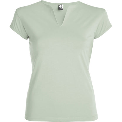 Roly Belice women's T-shirt in mist green, ready for logo printing or embroidery