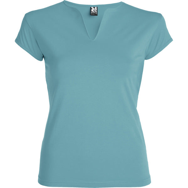 Roly Belice women's T-shirt in dusty blue, ready for logo printing or embroidery