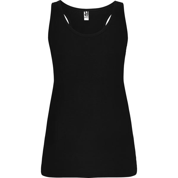 Roly Brenda women's tank top in black, ready for logo printing or embroidery