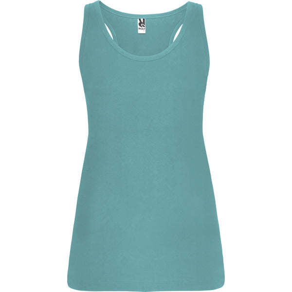 Roly Brenda women's tank top in dusty blue, ready for logo printing or embroidery