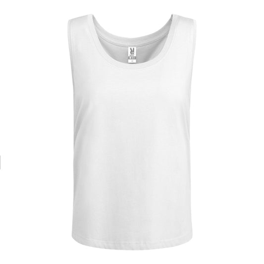 Roly Nara women's tank top in white, ready for logo printing or embroidery
