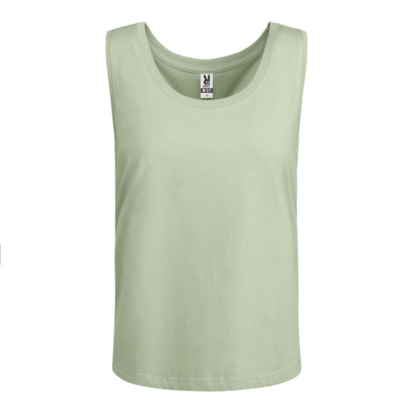 Roly Nara women's tank top in mist green, ready for logo printing or embroidery