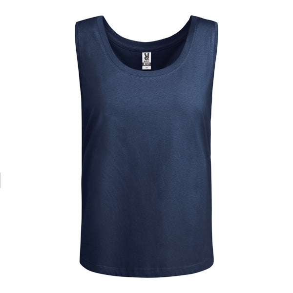 Roly Nara women's tank top in navy blue, ready for logo printing or embroidery