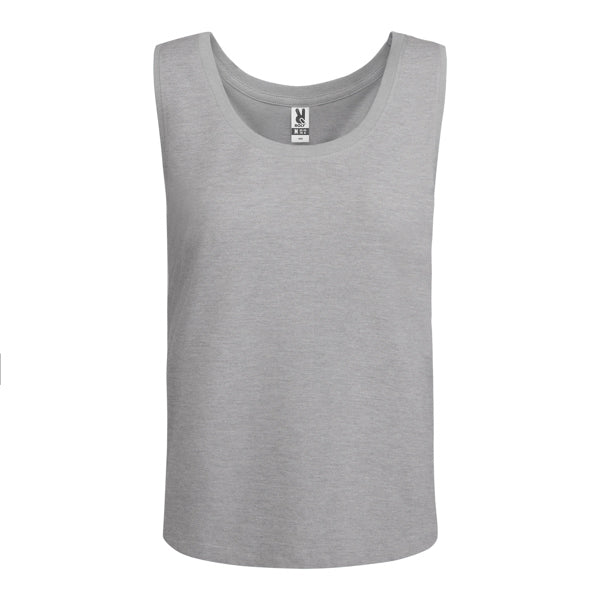 Roly Nara women's tank top in heather grey, ready for logo printing or embroidery