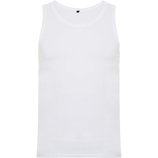 Roly Texas men's tank top in white, ready for logo printing or embroidery