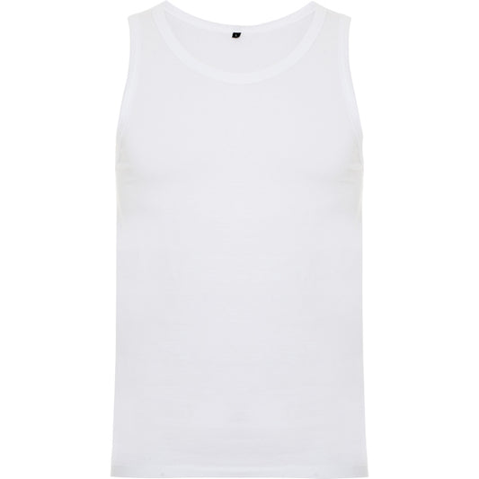 Roly Texas men's tank top in white, ready for logo printing or embroidery
