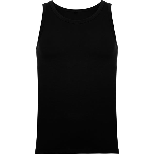 Roly Texas men's tank top in black, ready for logo printing or embroidery