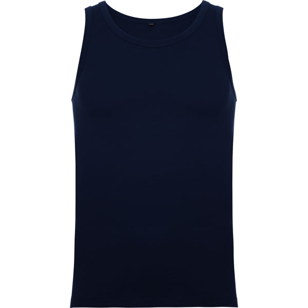 Roly Texas men's tank top in navy blue, ready for logo printing or embroidery