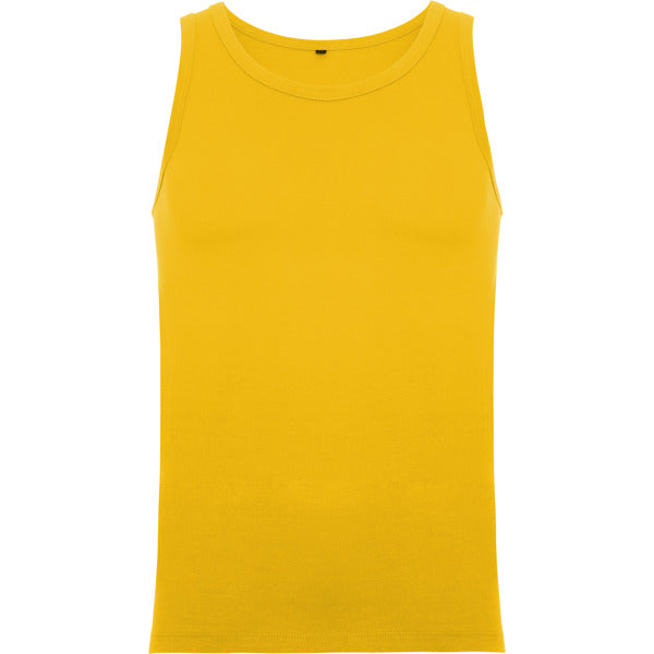 Roly Texas men's tank top in golden yellow, ready for logo printing or embroidery
