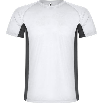Roly Shanghai men's T-shirt in white/dark lead, ready for logo printing or embroidery