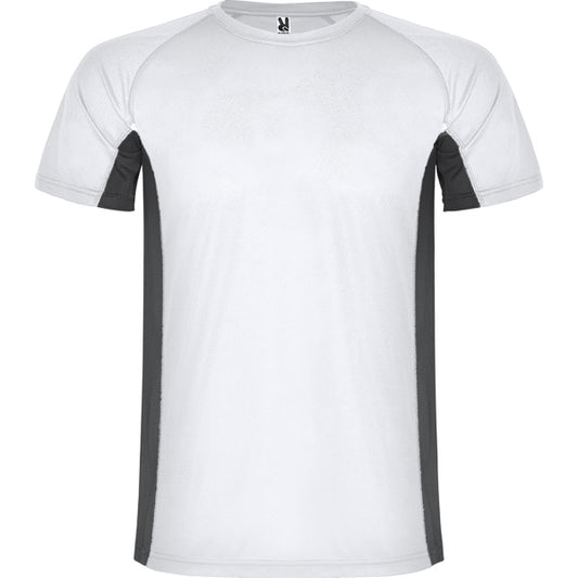 Roly Shanghai men's T-shirt in white/dark lead, ready for logo printing or embroidery
