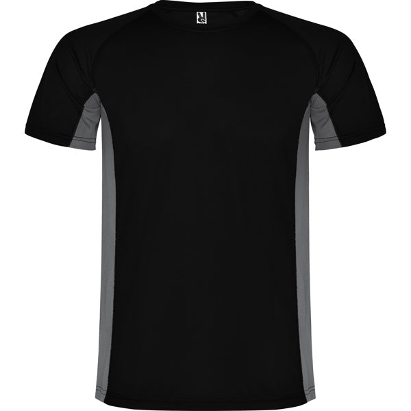 Roly Shanghai men's T-shirt in black/dark lead, ready for logo printing or embroidery