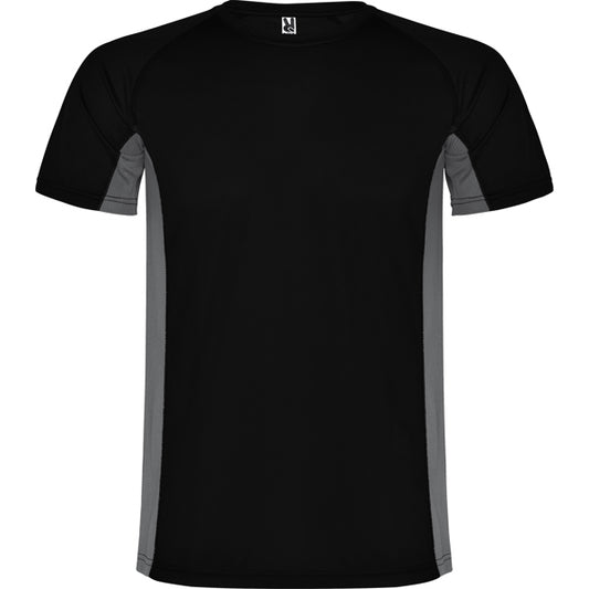 Roly Shanghai men's T-shirt in black/dark lead, ready for logo printing or embroidery