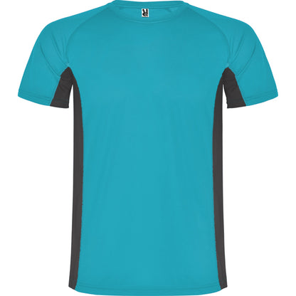 Roly Shanghai men's T-shirt in turquoise/dark lead, ready for logo printing or embroidery