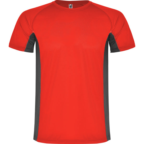 Roly Shanghai men's T-shirt in red/dark lead, ready for logo printing or embroidery