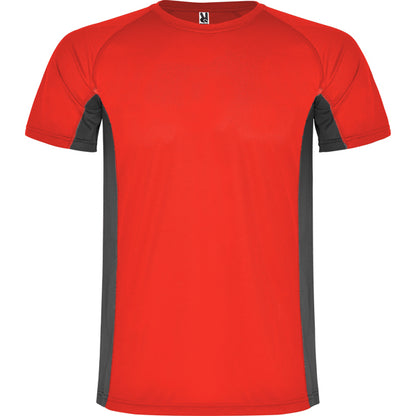 Roly Shanghai men's T-shirt in red/dark lead, ready for logo printing or embroidery