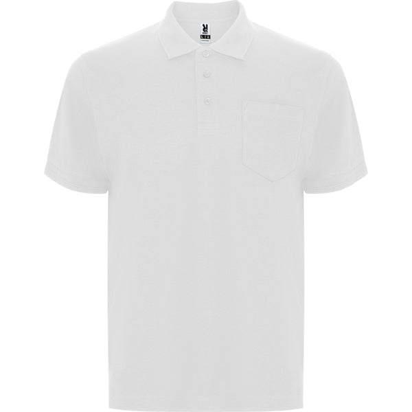 Roly Centauro Premium men's polo shirt in white, ready for logo printing or embroidery